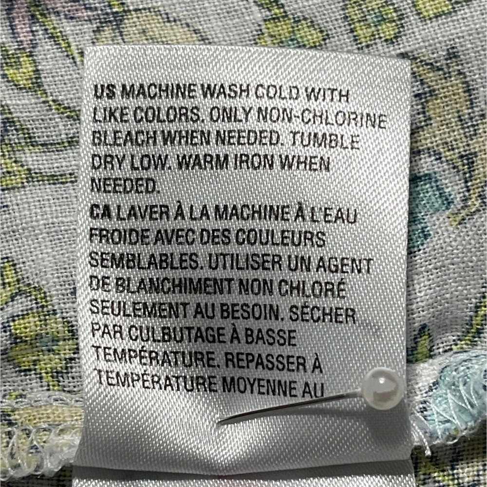 Linen Charter Club Luxury Floral Button Down Long Sleeve Top Blouse Womens - Picture 7 of 9